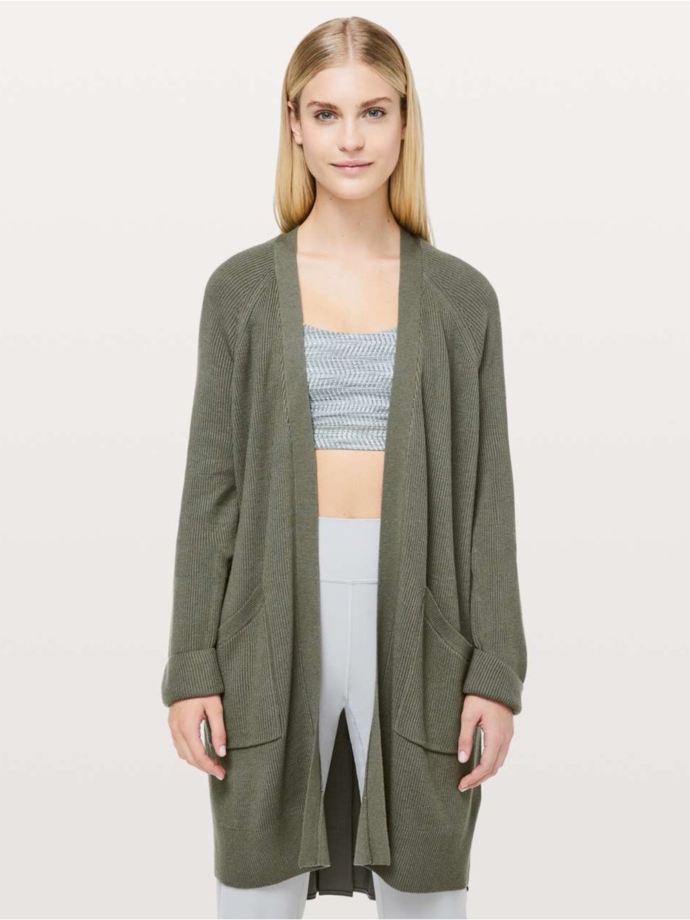 Lululemon Gray Sage Still At Ease Wrap Cardigan 8
